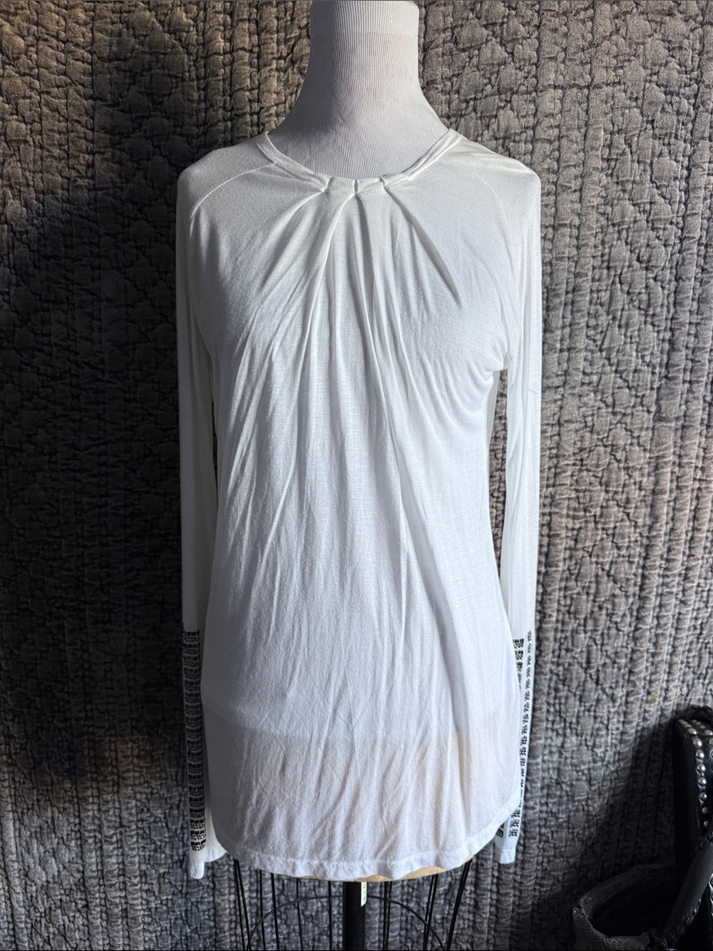 Thomas Wylde White Long-Sleeve Gathered Front Tee at Neiman Marcus